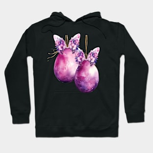 Gothic Bunny Ears on Pink and Purple Easter Eggs Hoodie